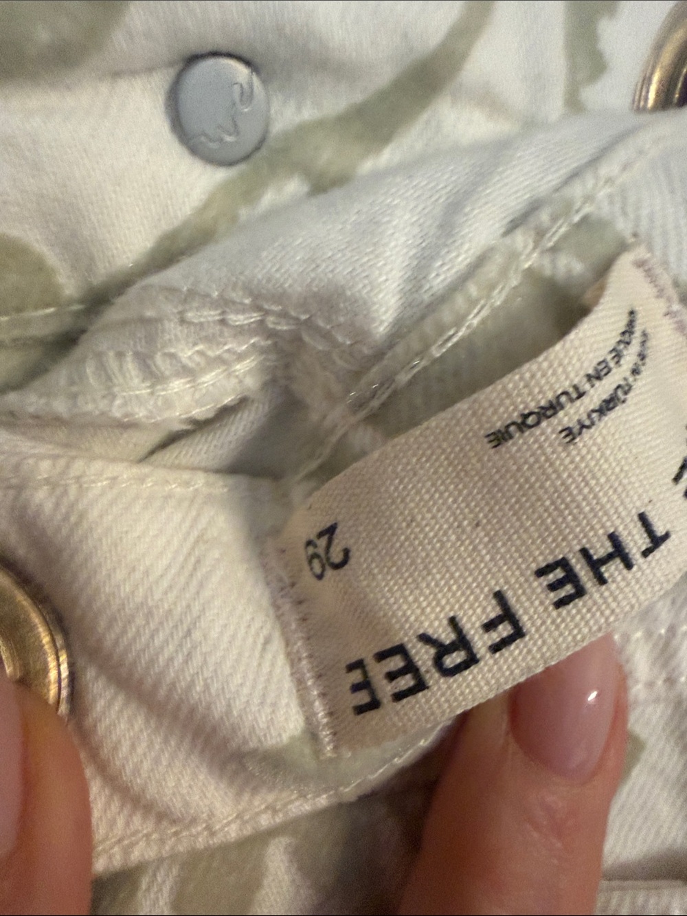 NWT Free People We The Free Moxie Printed Flocked Barrel Jeans ivory floral - 29 - Picture 10 of 10